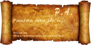 Paschka Adorján névjegykártya